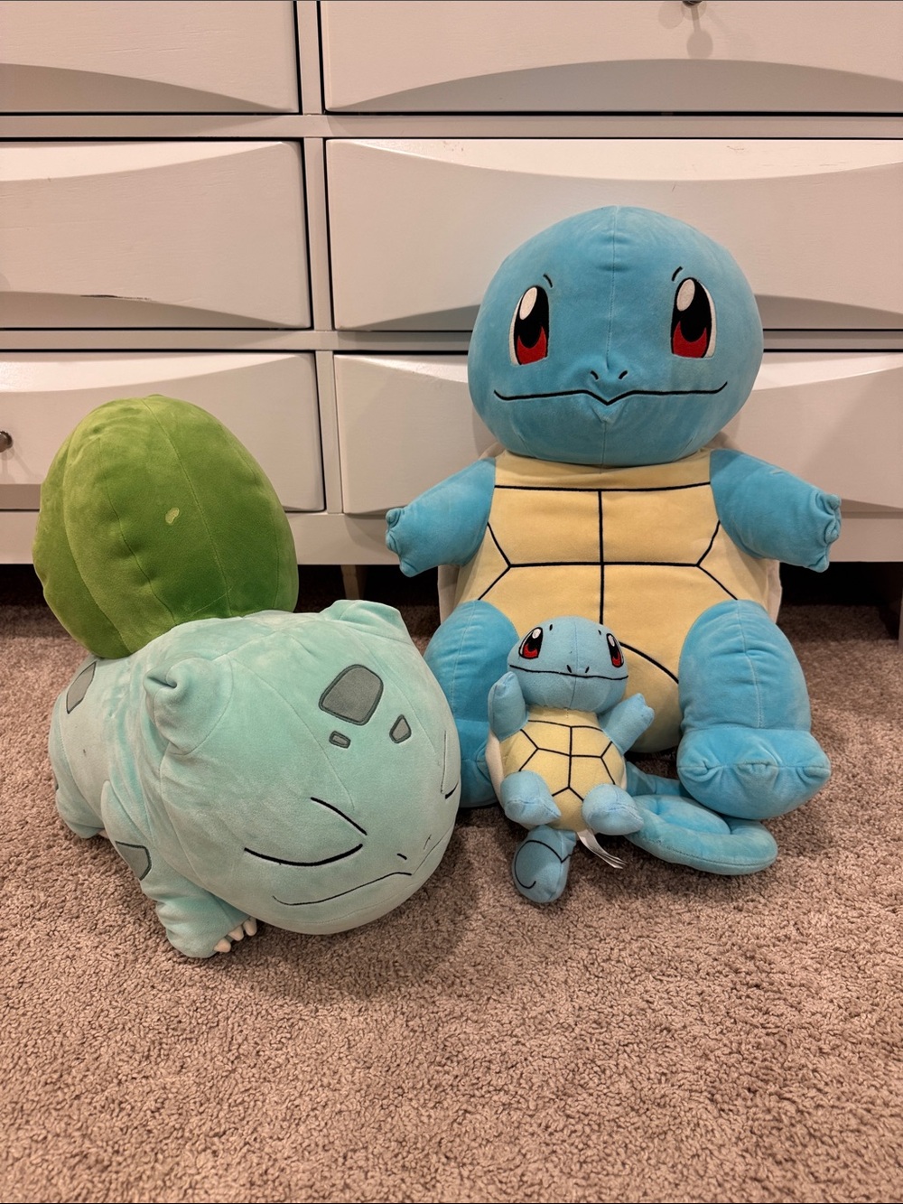Pokemon Plush Set - Blue Squirtle mini & XL & Bulbasaur XL